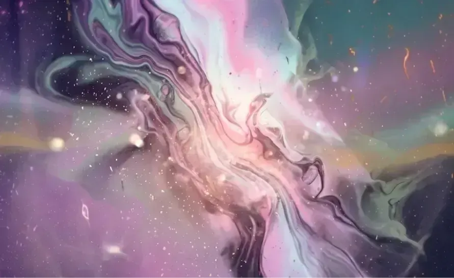 Cosmic fluid artwork for dreams during major life transitions and emotional preparation — DreamSphere.