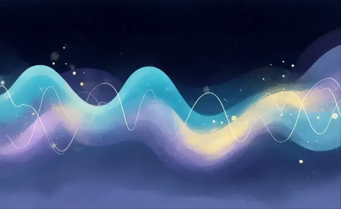 Soft indigo and violet gradient forms suggesting layers of sleep and dreaming — DreamSphere.
