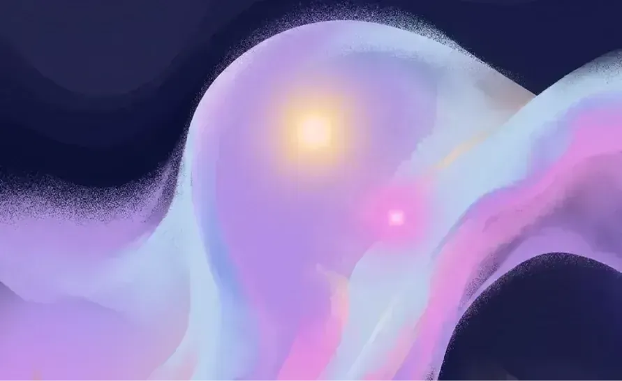 Lavender and magenta abstract currents suggesting tracked emotions across dreams — DreamSphere.