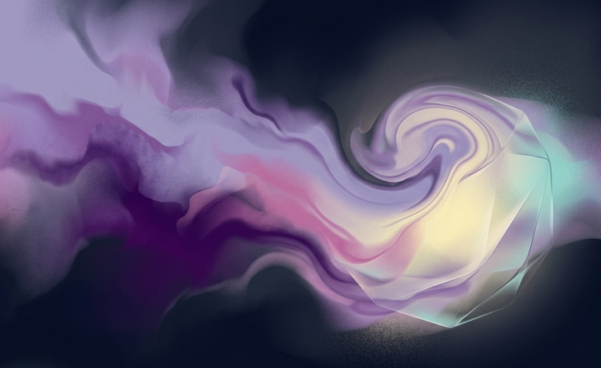 Abstract indigo dreamscape with concentric rings around a bright center, suggesting awareness emerging inside a dream — DreamSphere.